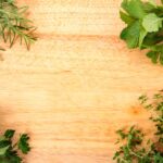 fresh herbs on chopping board